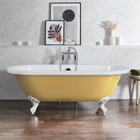 Freistehende Badewanne mit zwei Rückenschrägen,  1780mm x 825mm in Gelb mit Füßen in Weiß – Retro - Hudson Reed