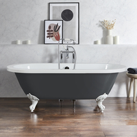 Freistehende Badewanne mit zwei Rückenschrägen,  1780mm x 825mm in Grau mit Füßen in Weiß – Retro - Hudson Reed