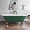 Freistehende Badewanne mit zwei Rückenschrägen,  1780mm x 825mm in Grün mit Füßen in gebürstetem Gold – Retro - Hudson Reed