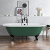 Freistehende Badewanne mit zwei Rückenschrägen,  1780mm x 825mm in Grün mit Füßen in Schwarz – Retro - Hudson Reed
