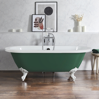 Freistehende Badewanne mit zwei Rückenschrägen,  1780mm x 825mm in Grün mit Füßen in Weiß – Retro - Hudson Reed