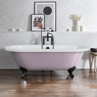 Freistehende Badewanne mit zwei Rückenschrägen,  1780mm x 825mm in Lila mit Füßen in Schwarz – Retro - Hudson Reed