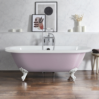 Freistehende Badewanne mit zwei Rückenschrägen,  1780mm x 825mm in Lila mit Füßen in Weiß – Retro - Hudson Reed