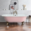 Freistehende Badewanne mit zwei Rückenschrägen,  1780mm x 825mm in Rosa (Camelia Pink) mit Füßen in gebürstetem Gold – Oxford