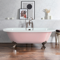 Freistehende Badewanne mit zwei Rückenschrägen,  1780mm x 825mm in Rosa (Camelia Pink) mit Füßen in geölter Bronze – Oxford