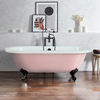 Freistehende Badewanne mit zwei Rückenschrägen,  1780mm x 825mm in Rosa mit Füßen in Schwarz – Retro - Hudson Reed