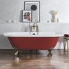 Freistehende Badewanne mit zwei Rückenschrägen,  1780mm x 825mm in Rot mit Füßen in gebürstetem Gold – Retro - Hudson Reed