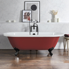 Freistehende Badewanne mit zwei Rückenschrägen,  1780mm x 825mm in Rot mit Füßen in Schwarz – Retro - Hudson Reed