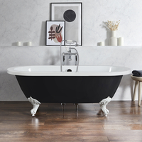 Freistehende Badewanne mit zwei Rückenschrägen,  1780mm x 825mm in Schwarz mit Füßen in Weiß – Retro - Hudson Reed
