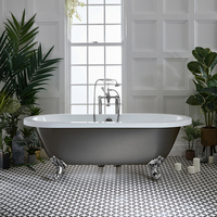 Freistehende Badewanne mit zwei Rückenschrägen,  1780mm x 825mm in Zinn Metallic mit Füßen in Chrom – Oxford