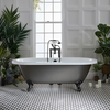 Freistehende Badewanne mit zwei Rückenschrägen,  1780mm x 825mm in Zinn Metallic mit Füßen in Schwarz – Oxford