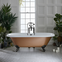 Freistehende Badewanne mit zwei Rückenschrägen,  1795mm x 785mm in Kupfer Metallic mit Füßen in Schwarz - Oxford