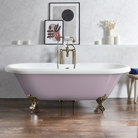 Freistehende Badewanne mit zwei Rückenschrägen,  1795mm x 785mm in Lila (Lupin Purple) mit Füßen in gebürstetem Gold - Oxford