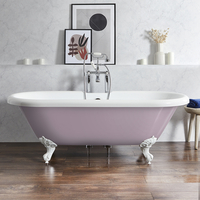 Freistehende Badewanne mit zwei Rückenschrägen,  1795mm x 785mm in Lila (Lupin Purple) mit Füßen in Weiß - Oxford