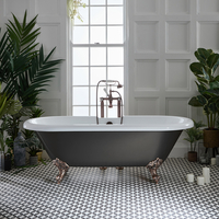 Freistehende Badewanne mit zwei Rückenschrägen,  1795mm x 785mm in Zinn Metallic mit Füßen in geölter Bronze - Oxford