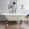 Freistehende Badewanne mit zwei Rückenschrägen,  180 cm,  in Beige mit Füßen in gebürstetem Gold - Retro - Oxford von Hudson Reed
