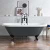 Freistehende Badewanne mit zwei Rückenschrägen,  180 cm,  in Grau mit Füßen in Schwarz - Retro - Oxford von Hudson Reed