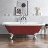 Freistehende Badewanne mit zwei Rückenschrägen,  180 cm,  in Rot mit Füßen in Weiß - Retro - Oxford von Hudson Reed