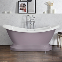 Freistehende Badewanne mit zwei Rückenschrägen und Sockel,  175 cm – Lila - Retro Antik – Ryther