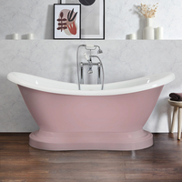 Freistehende Badewanne mit zwei Rückenschrägen und Sockel,  175 cm – Rosa - Retro Antik – Ryther