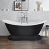 Freistehende Badewanne mit zwei Rückenschrägen und Sockel,  175 cm – Schwarz - Retro Antik – Ryther