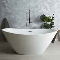 Freistehende Badewanne Oval 150cm x 75cm,  mit zwei Rückenschrägen,  Mittelablauf,  Weiß - Ashbury Hudson Reed