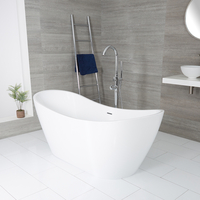 Freistehende Badewanne (oval) 183cm x 71cm,  mit erhöhten Rückenschrägen,  Mittelablauf – Farbe der Überlaufgarnitur wählbar – Otterton Hudson Reed