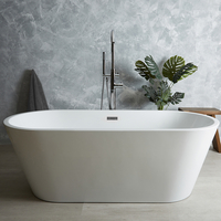 Freistehende Badewanne Oval in Weiß,  mit zwei Rückenschrägen und Mittelablauf,  170cm x 75cm - Covelly Hudson Reed