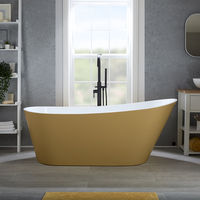 Freistehende Badewanne (oval) mit einer erhöhten Rückenschräge 1600mm x 750mm inkl. Überlauf in Schwarz - Gelb (Honey Yellow) - Otterton