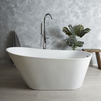Freistehende Badewanne,  oval mit Rückenschräge,  1500mm x 750mm,  Überlaufgarnitur in Chrom – Otterton Hudson Reed