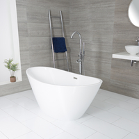 Freistehende Badewanne (oval) mit zwei Rückenschrägen,  1570mm x 785mm,  Mittelablauf - Ashbury