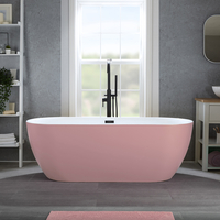 Freistehende Badewanne (oval) mit zwei Rückenschrägen 1600mm x 750mm inkl. Überlauf in Schwarz - Pink (Camellia Pink) - Otterton