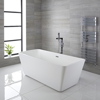 Freistehende Badewanne (rechteckig) mit zwei Rückenschrägen,  1615mm x 720mm,  Mittelablauf - Sandford