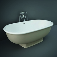 Freistehende Badewanne Retro mit zwei Rückenschrägen Matt Cappuccino 1560mm x 810mm - RAK Washington x Hudson Reed