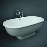 Freistehende Badewanne Retro mit zwei Rückenschrägen Matt Grau 1560mm x 810mm - RAK Washington x Hudson Reed