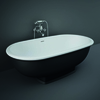 Freistehende Badewanne Retro mit zwei Rückenschrägen Matt Schwarz 1560mm x 810mm - RAK Washington x Hudson Reed