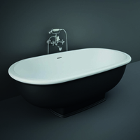 Freistehende Badewanne Retro mit zwei Rückenschrägen Matt Schwarz 1560mm x 810mm - RAK Washington x Hudson Reed