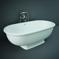 Freistehende Badewanne Retro mit zwei Rückenschrägen Matt Weiß 1560mm x 810mm - RAK Washington x Hudson Reed