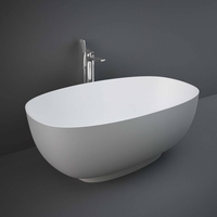 Freistehende Badewanne zwei Rückenschrägen Matt Grau 1400mm x 753mm - RAK Cloud x Hudson Reed