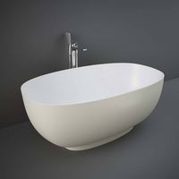 Freistehende Badewanne zwei Rückenschrägen Matt Greige 1400mm x 753mm - RAK Cloud x Hudson Reed