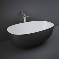 Freistehende Badewanne zwei Rückenschrägen Matt Schwarz 1400mm x 753mm - RAK Cloud x Hudson Reed