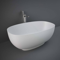 Freistehende Badewanne zwei Rückenschrägen Matt Weiß 1400mm x 753mm - RAK Cloud x Hudson Reed
