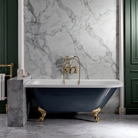 Freistehende Eck-Badewanne 1685mm x 750mm (Linksbündig) Steingrau inkl. Füße in satiniertem Gold - Oxford von Hudson Reed