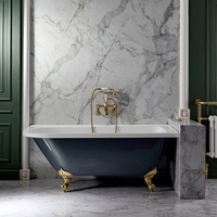 Freistehende Eck-Badewanne 1685mm x 750mm (Rechtsbündig) Steingrau inkl. Füße in satiniertem Gold - Oxford von Hudson Reed