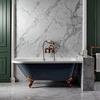 Freistehende Eck-Badewanne 1685mm x 750mm (Rechtsbündig) Steingrau inkl. Füße in satiniertem Kupfer - Oxford von Hudson Reed