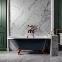 Freistehende Eck-Badewanne 1685mm x 750mm (Rechtsbündig) Steingrau inkl. Füße in satiniertem Kupfer - Oxford von Hudson Reed