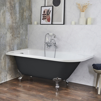 Freistehende Eck-Badewanne mit einer Rückenschräge,  1685mm x 750mm Linksbündig in Grau mit Füßen in Chrom - Halb - Hudson Reed