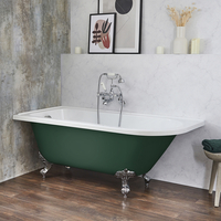 Freistehende Eck-Badewanne mit einer Rückenschräge,  1685mm x 750mm Linksbündig in Grün mit Füßen in Chrom - Halb - Hudson Reed