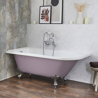 Freistehende Eck-Badewanne mit einer Rückenschräge,  1685mm x 750mm Linksbündig in Lila mit Füßen in Chrom - Halb - Hudson Reed