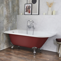 Freistehende Eck-Badewanne mit einer Rückenschräge,  1685mm x 750mm Linksbündig in Rot mit Füßen in Chrom - Halb - Hudson Reed